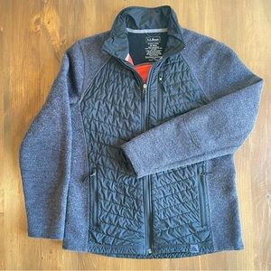 L.L. Bean Men's Zip-Up Fleece Jacket Size Medium (M) Slightly Fitted Black/ Gray